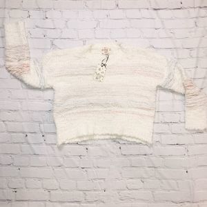 Hippie Rose Ivory, Blue and Pink Chenille Sweater